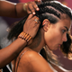 Backstage during Olympus Fashion Week on Sept. 16, 2005, in New York City (Scott Gries/Getty Images for Devries)